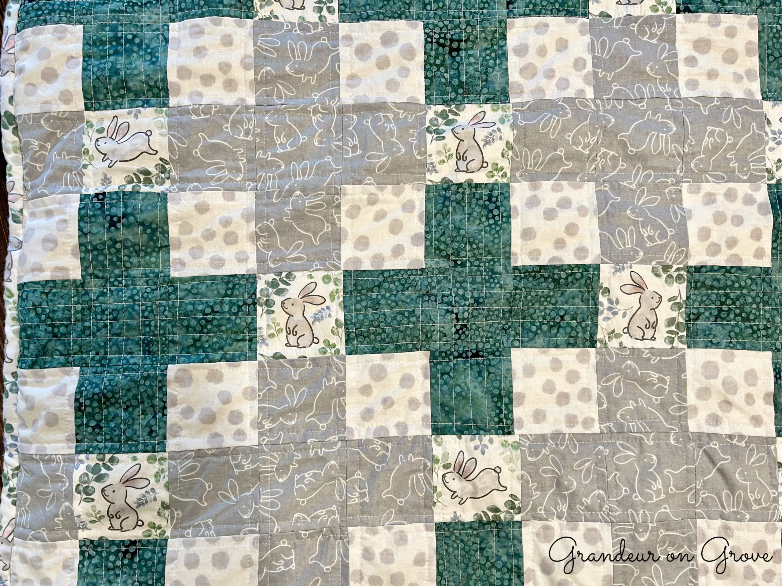 Close up of quilt for a baby