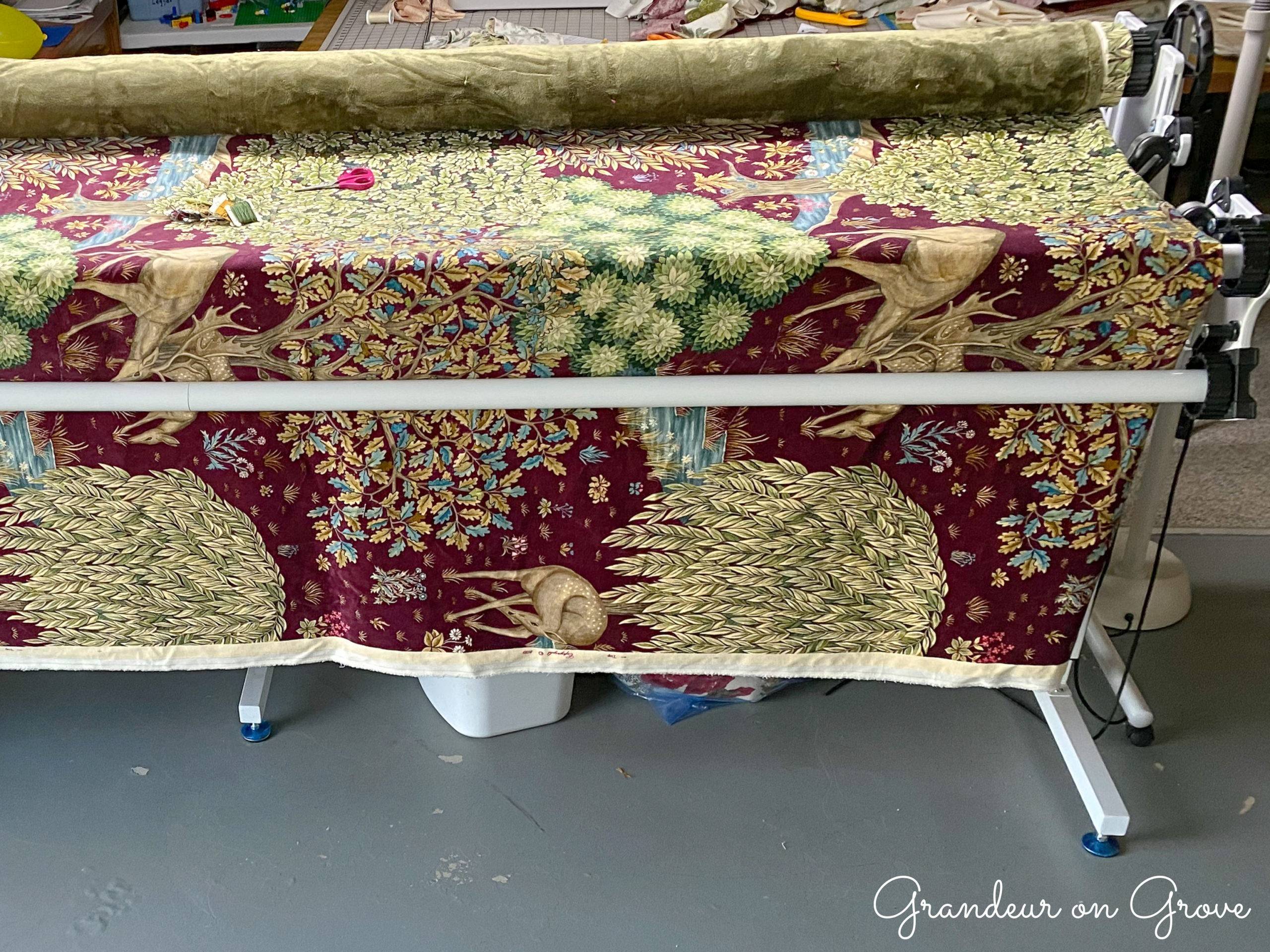 Velvet quilt on a quilt rack